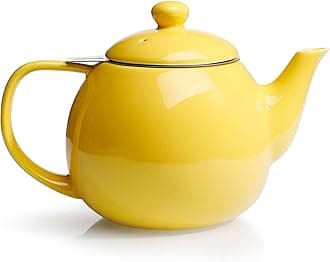 Sweese 221.119 Teapot, Porcelain Tea Pot with Stainless Steel Infuser, Blooming & Loose Leaf Teapot - 27 ounce, Vibrant Yellow