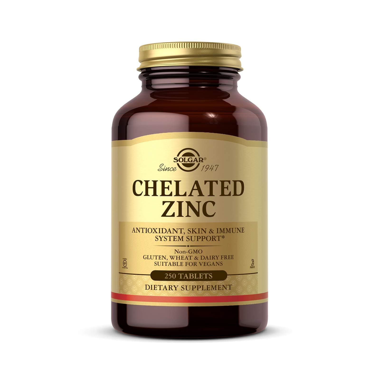 Chelated Zinc, 250 Tablets - Zinc for Healthy Skin - Supports Cell Growth & DNA Formation - Exerts Antioxidant Activity - Supports A Healthy Immune System - Non GMO, Vegan - 250 Servings