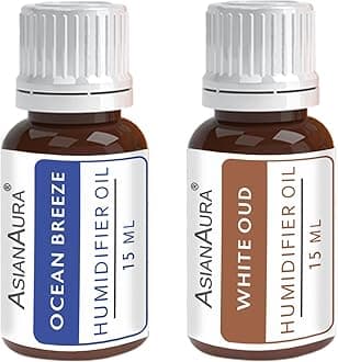 Asian Aura | Premium Aroma/Humidifier Diffuser Oil for Aromatherapy and Fragrance |15ml Bottle (Ocean Breeze & White OUD) (Pack of 2)