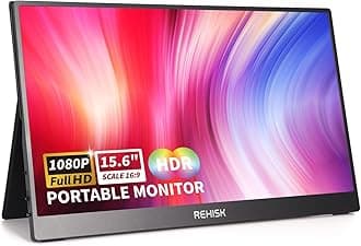 Portable Monitor 15.6 Inch IPS Display Laptop Screen Extender, FHD, 1080P, Smart Cover, Speakers, USB-C, HDMI, Ultra Slim, Plug&Play, Travel Monitor for Laptop PC Mac Phone, Switch, PS4/5, Xbox
