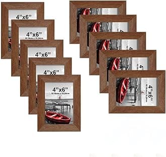 Art Street Set of 10 Individual Wall Photo Frame Brown 4x6 Inches, Picture Frames for Home and Office decoration.