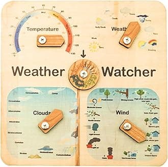 Hugsweet Wooden Weather Board - Educational Weather Station Board - Daily Weather Changes Cognitive Board Teaching Toy, Preschool Learning Toy for Girls Boys