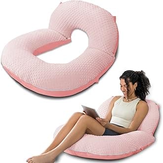 INSEN Reading Pillow, Back Pillow for Sitting in Bed and Couch, Gaming Pillow for Adults, Sit Up Support for Bed, Pink Bubble Velvet