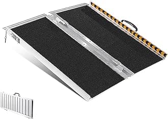 VEVOR Portable Wheelchair Ramp 2FT, Non-Slip Aluminum Folding Handicap Ramp, Door Threshold Ramps for Wheelchair for Home,Wheel Chair Ramp Steps, Cars, Scooter, Cart, Curbs, Stairs