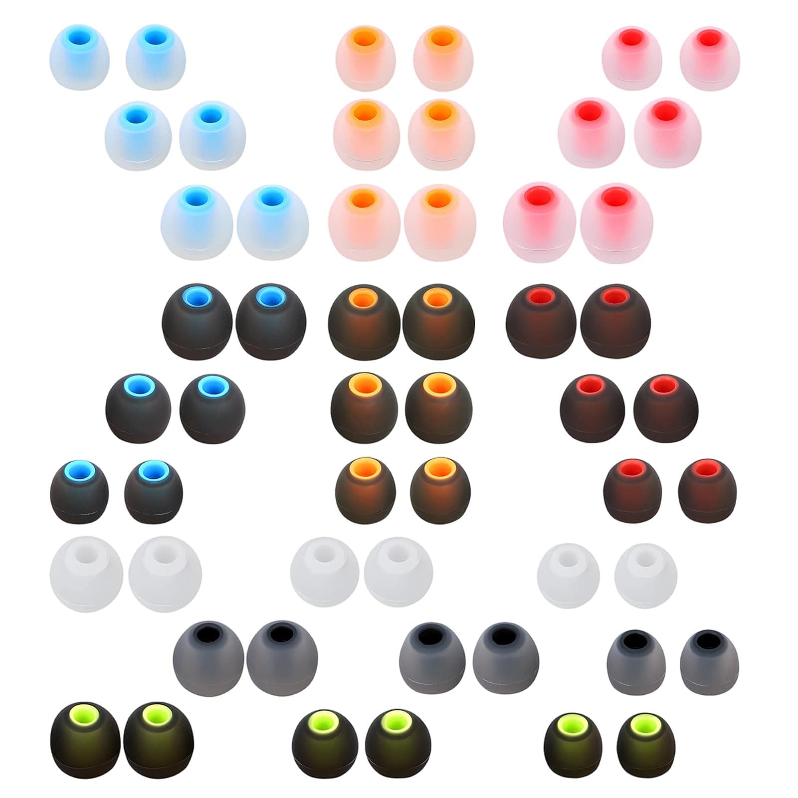 54 PCS Earbud Replacement Tips Silicone Earbud Tips Earbud Covers Fit for in-Ear Headphones (Inner Hole 3.8mm -5.1mm) Earbud Rubber Tips Ear Tips S M L