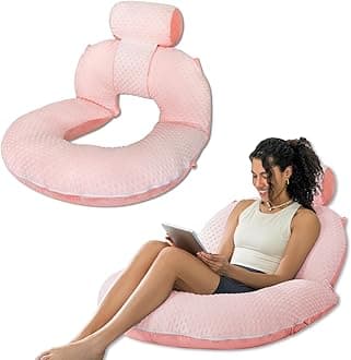 INSEN Reading Pillow, Back Pillow for Sitting in Bed and Couch, Gaming Pillow for Adults, Sit Up Support for Bed (Upgrade-Dot Velvet-Pink, Upgraded)