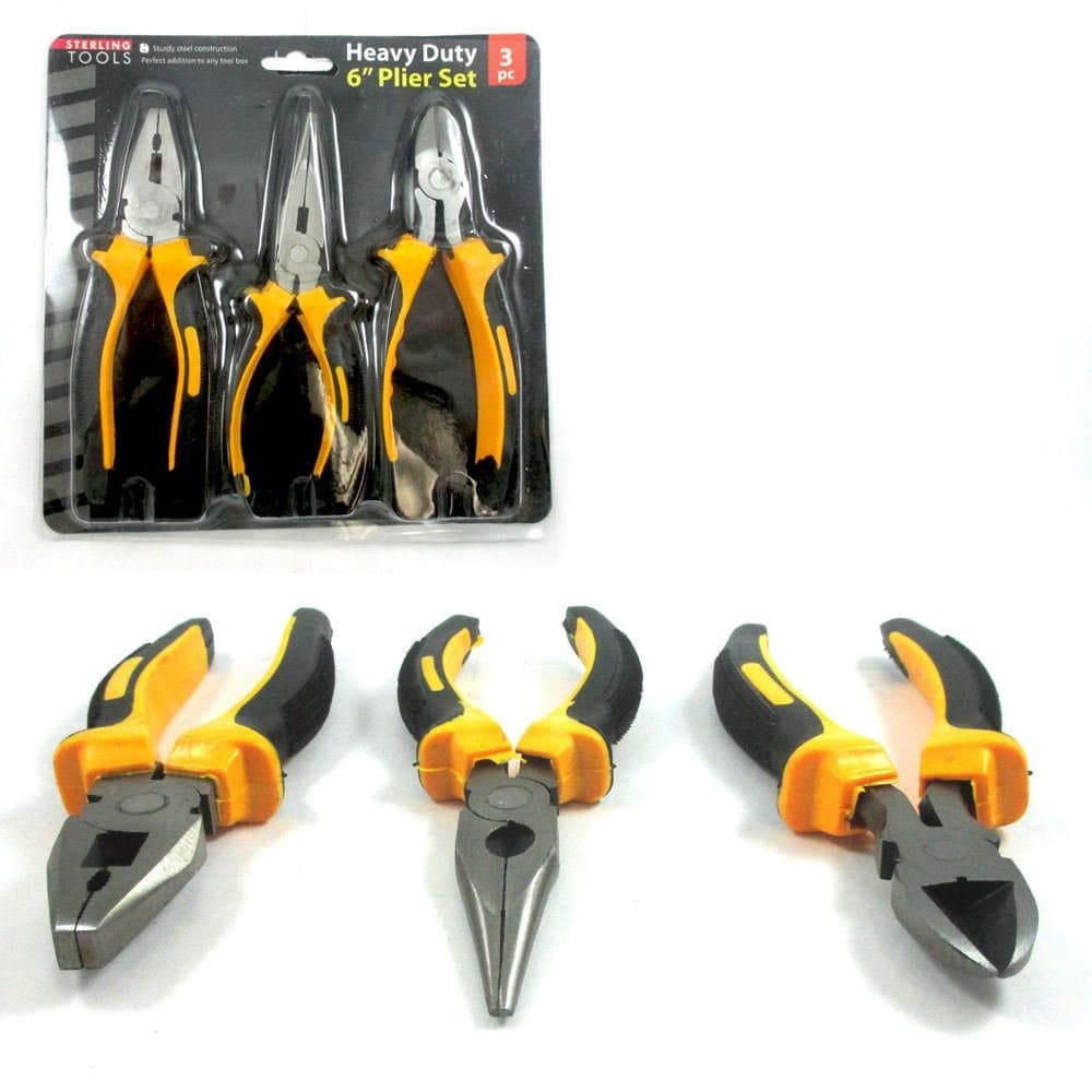 3 Piece Heavy Duty 6" Plier Set Hand Tools Construction Steel Wire Cutter New