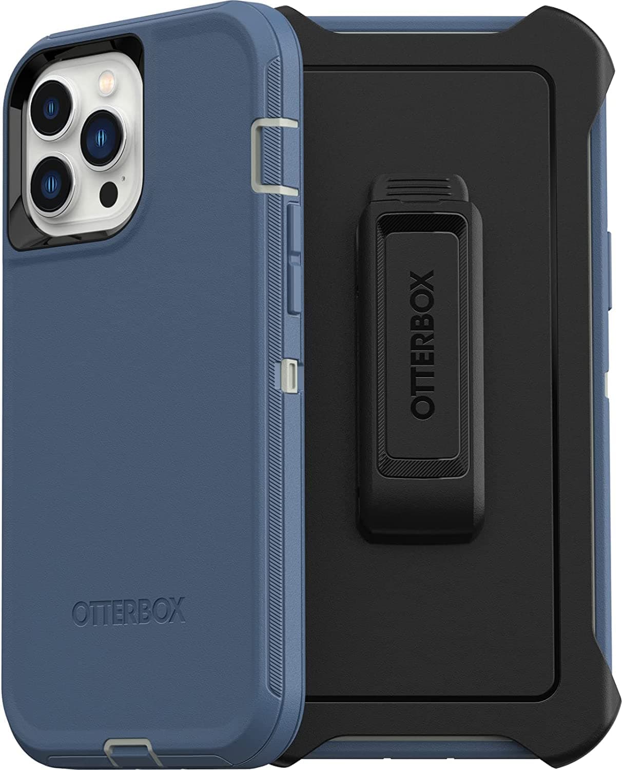 OtterBox iPhone 13 Pro Max & iPhone 12 Pro Max Defender Series Case - Fort Blue, Rugged & Durable, with Port Protection, Includes Holster Clip Kickstand