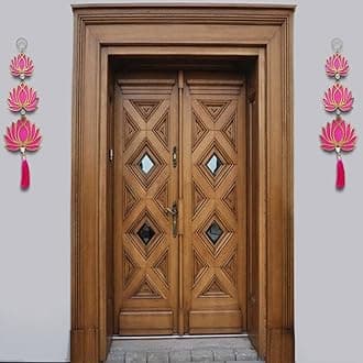 3 Tier Diff Size Lotus Hanging Pack of 2 Gift Decorative Showpiece for Diwali Ganesh Chaturthi Pooja Home Wall Decor Temple Wedding Stage Decoration