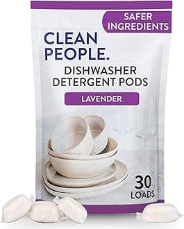 THE CLEAN PEOPLEDishwasher Detergent Pods | Cuts Grease and Rinses Sparkling Clean | Residue-Free | Lavender, 30 Pack
