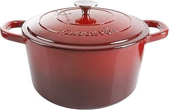 Crock Pot Artisan 5 Quart Enameled Cast Iron Round Dutch Oven, Red