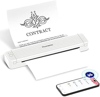 Phomemo P831 Portable Printer A4, Backup Printer at Home Compatible with Android and iOS, 300dpi HD Thermal Transfer Portable for Invoice, Contract and Business Trip, White