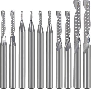 CNC Router Bits,Engraving Bits,End Mill Milling Cutter,Single Flute Spiral Upcut Router Bit,1/8 Shank,Tungsten Steel Engraving Carving Tool Kit for MDF Acrylic PVC Wood Density
