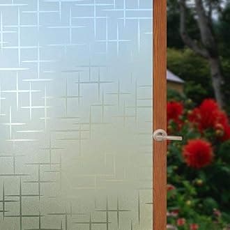 Arthome Frosted Window Film,35.4x100 inch Non-Adhesive, Privacy Film for Glass Windows, Self Static Cling Decorative Window Cling Anti-UV Window Sticker for Home Office