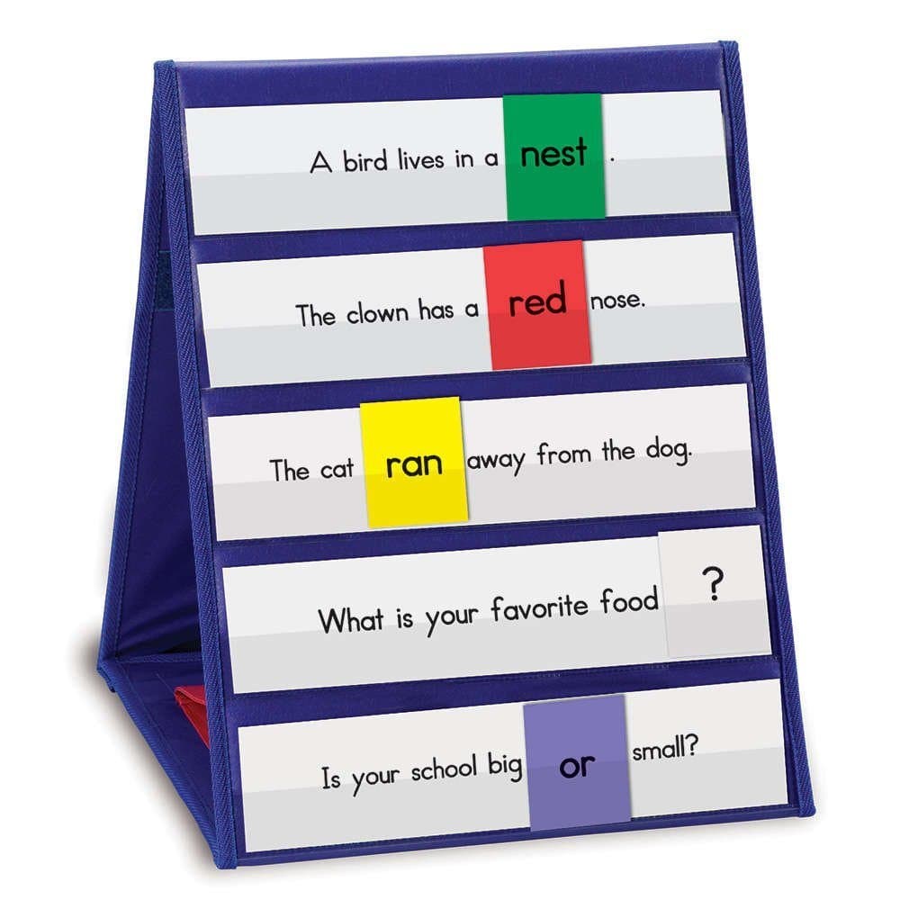 Double-Sided Tabletop Pocket Chart - Small Pocket Chart for Classroom, Table Top Flip Charts, Sentence Strip Holder, Classroom Centers Organization