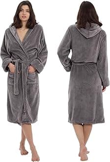 MAXOSHINE Bathrobe for Women Super Soft Plush Fleece Spa Shower Bath Gown for Women-Knee Length Lightweight Robes and Microfiber