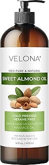 velona Sweet Almond Oil - 16 Fl Oz | 100% Pure and Natural Carrier Oil |Cold Pressed | Skin, Hair, Body & Face Moisturizing | Use Today - Enjoy Results…