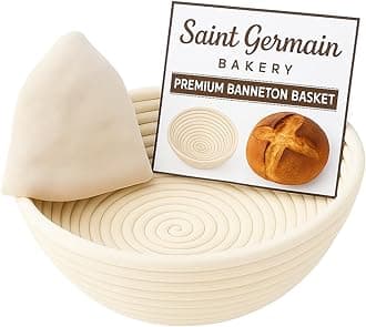 Premium Round Bread Banneton Basket with Liner - Perfect Brotform Proofing Basket for Making Beautiful Bread (8 inch)