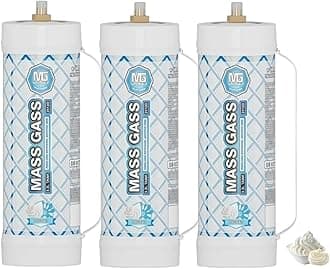 MassGass Whipped Cream Chargers, 3.3L Tanks, 2112g Whip Cream Charger Cylinder Unflavored Food Grade 99.99% Pure(3 Cylinders)