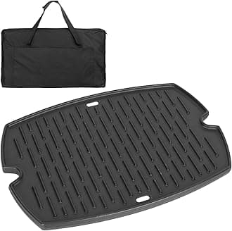 BBQ-PLUS 7582 Cast Iron Cooking Griddle for Weber Baby Q Series Parts Weber Q1000 Grill Accessories Q100 Q120 Q1200 Sreies,Grill Griddle Replacement for Weber 386001 386002,16.7"x12.4" with Carry Bag