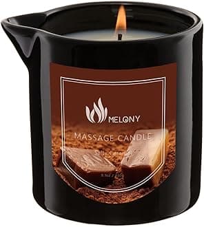 MELONY Massage Oil Candle | Great for Calming, Soothing and to Relax | with Natural Soy Wax | 8.1oz (Salty Caramel)