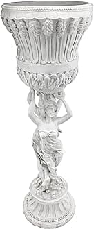 Design Toscano KY9055 Les Filles JoyEUses Pedestal Column Plant Stand With Urn, Antique Stone