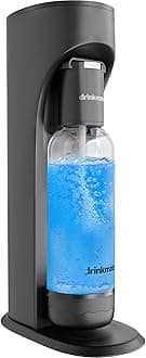 OmniFizz Sparkling Water and Soda Maker, Carbonates Any Drink, CO2 Cylinder Not Included (Matte Black)