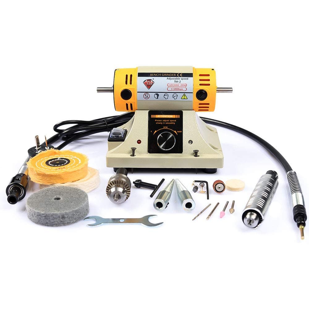 Adjustable Speed Polishing Machine, Multi-Function Bench Lathe Polisher, Bench Grinder, Polishing Machine Used For Jewelry Making, Woodcrafting, Dental, Manual DIY.