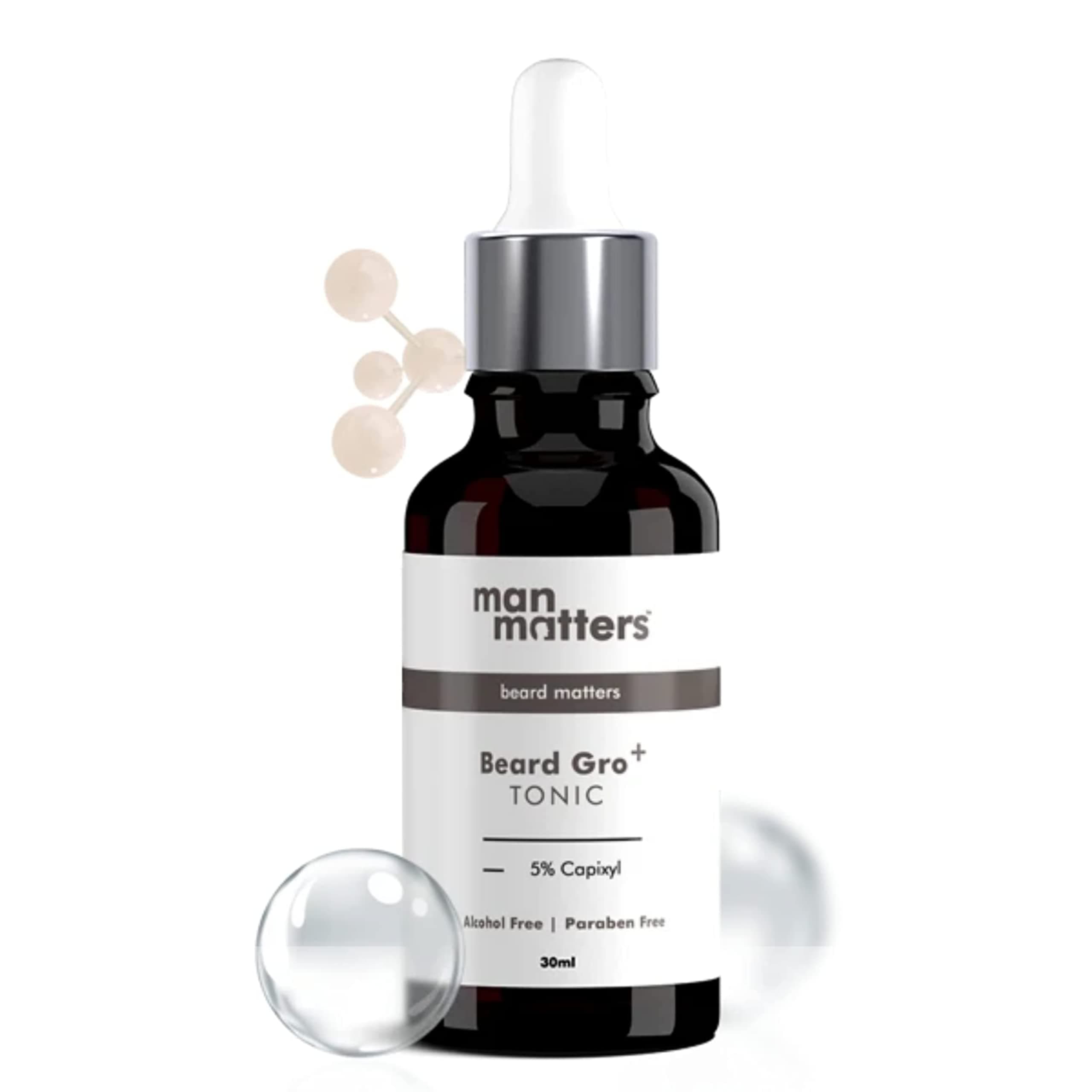 Man Matters BeardGro+ Advanced Beard Tonic for Men 30 ml | Nourishes Beard Follicles & Thickens Beard, Quick Absorption | 5% Capixyl | Water-based, Non-sticky | Alcohol - Free, Paraben - Free | Safe for All Skin Types