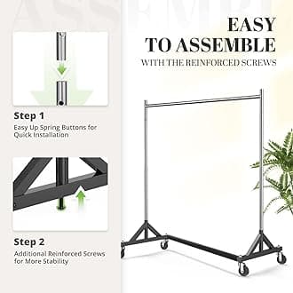 HOKEEPER Z Base Clothing Rack Heavy Duty Clothes Rack for Hanging Clothes Hold 400LBS Commercial Garment Rack with Wheels Adjustable Rolling Clothes Rack Portable Z 24" Dx63 Wx71 H, 3 Pack