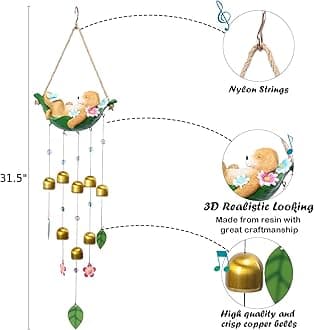Taman Wind Chime - 29" Wind Bell for Outside Resin Dog Decorative Metal Bronze Mobile Wind Chime Memorial Sympathy Gift for Home, Outdoor, Yard, Patio,Garden Decor