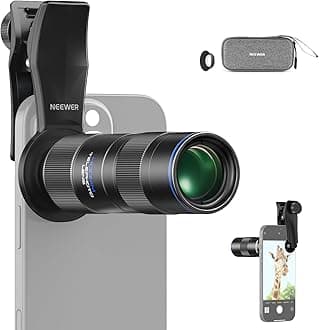 NEEWER 400mm Telephoto Phone Camera Lens with 17mm Threaded Lens Clip, 70cm Minimal Macro Focus Distance, Shot on 2X Zoom, for Backplate, Phone Cage, Case Compatible with iPhone Samsung Android, LS-78