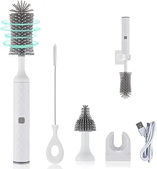 AquaFalconElectric Cleaning Brush with Electric Bottle Cleaner Set and Straw Brush,Suitable for Kitchen Brush and Baby Bottle Brush. Waterproof IPX65(White)