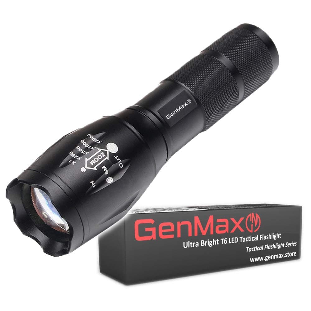 Super Bright LED Flashlight, T6 High Lumens, 5 Light Modes, Adjustable & Zoomable, Outdoor Water-Resistant Torch, Ideal for Camping Hiking Trekking Boating