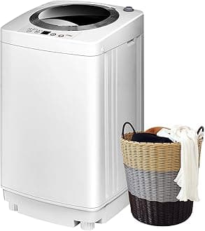 Portable Washing Machine, 8Lbs Capacity Full-automatic Washer with 6 Wash Programs, LED Display, 3 Water Levels, Compact Laundry Washer and Dryer Combo for Home, Apartment, Dorm, RVs