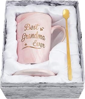 Grandma Gifts Best Grandma Ever Coffee Mug Mother's Day Gifts for Grandma's Grandson Granddaughter, Grandchildren Birthday Christmas Gifts for Grandma, 14oz with Lid Pink