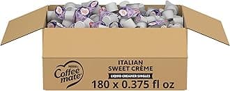 Nestle Coffee mate Coffee Creamer, Italian Sweet Creme, Liquid Creamer Singles, Non Dairy, No Refrigeration, 0.375 fl oz Tubs (Pack of 180)