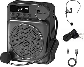 Wireless Voice Amplifier for Teachers, Original Voice Amplifier Wire Microphone with 2 Microphones, Portable Speaker Megaphone for Classroom, Training, Meeting, Instructors, Coaches, Games