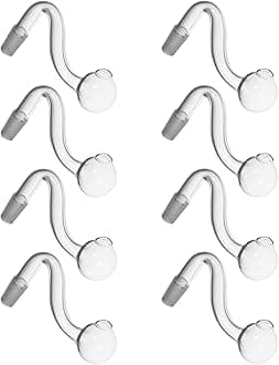 8pcs 14mm Male Glass Oil Burner Water Pipes Bong Adapter Clear Thick S Bowl for Glass Pipes Thick Water Pipes (14mm 8PCS)