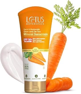 Carrot & Niacinamide Glow and De-Tan Mineral Sunscreen | SPF 50+ | PA++++| Skin Brightening | Natural Ingredients | Blue Light Protection | All Skin Types | 50g