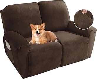 - MAXIJIN Recliner Loveseat Slipcover, 6 Pieces Stretch Velvet Reclining Sofa Cover, 2 Seater Love Seat Recliner Couch Cover, Thick, Soft, Washable Furniture Cover (Loveseat Recliner, Dark Coffee)