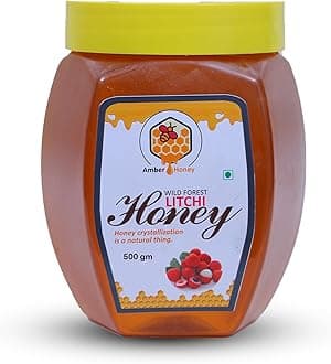 AmberHoney 100% Pure | Honey with No Sugar Adulteration | For Fitness & Health | Natural Immunity Booster | 100% Indigenous | Rich in Antioxidants & Minerals (Litchi, 500gm, Pack of 1)