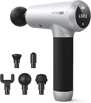 opove Percussion Massage Guns Deep Tissue Fascial Massager for Muscle Soreness, Handheld Trigger Point Neck Back Massager Quiet Go-to Recovery Tool, M3 Pro Decent, Silver