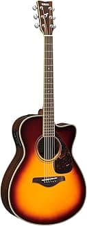 Yamaha FSX830C Small Body Solid Top Cutaway Acoustic-Electric Guitar, Rosewood Body, Concert, Brown Sunburst