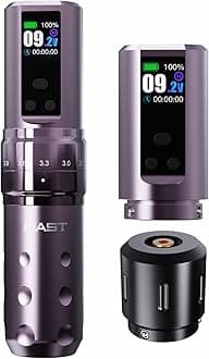Mast Fold2 Pro Tattoo Gun Wireless Tattoo Pen Machine 2 Replaceble Batteries 2,000mAh Power Supply Mcore Rotary Motor Real Strokes Length P-076 (Pink-Coffee)