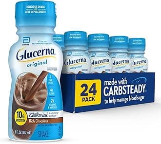 Original Diabetes Care Shake, Rich Chocolate, Diabetic Meal Replacement to Support Blood Sugar Management, 10g Protein, 180 Calories, Ready to Drink, 8-fl-oz Bottle, 24 Pack