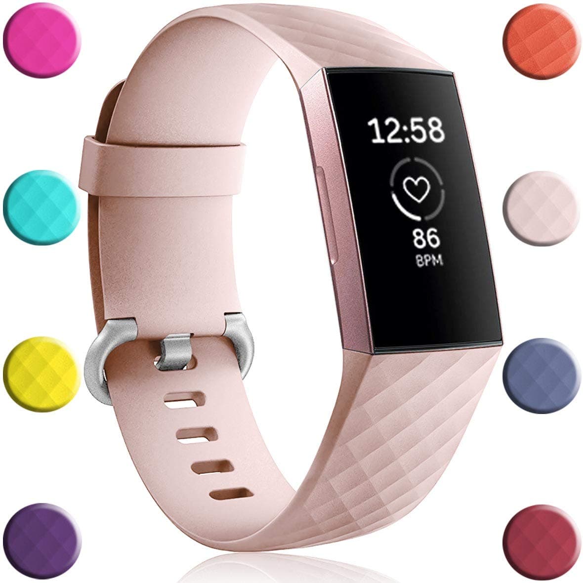 Bands Compatible with Fitbit Charge 4 / Fitbit Charge 3 / Charge 3 SE, Waterproof Replacement Sports Watch Strap Wristbands for Women Men, Small, Pink Sind