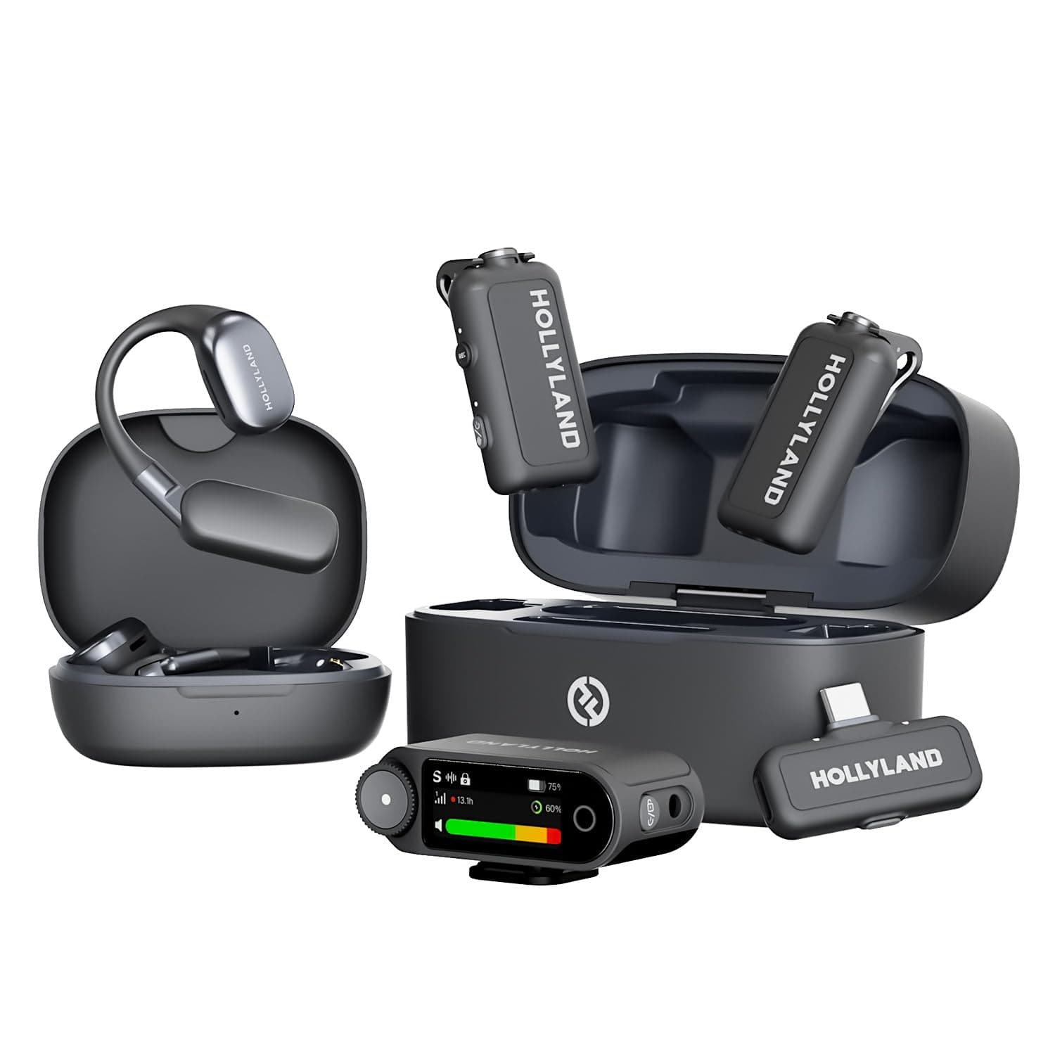 LARK MAX 2 Ultimate Combo, Wireless Microphone, AI Noise Cancel, Wireless Audio Monitoring, 32bit Full-Chain Audio, Mic for Camera, iPhone, Android (2TX + 2RX+ OWS Earphones + Charging Case)