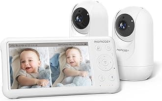 Baby Monitor with 2 Cameras 5’’ 1080P Split Screen Video Baby Monitor with Camera and Audio no WiFi for Baby Safety 5000mAh Battery Infrared Night Vision 2-Way Audio 960ft Range Ideal Gift