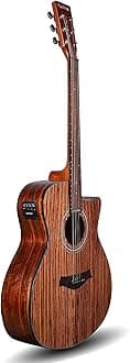 Kadence A05 Acoustica 40” Electro-Acoustic Guitar | Grand Auditorium Cutaway | Zebra Wood Top & Walnut Wood Back & Sides | EQ + Built-in Tuner | Includes Learning Course | Natural Finish
